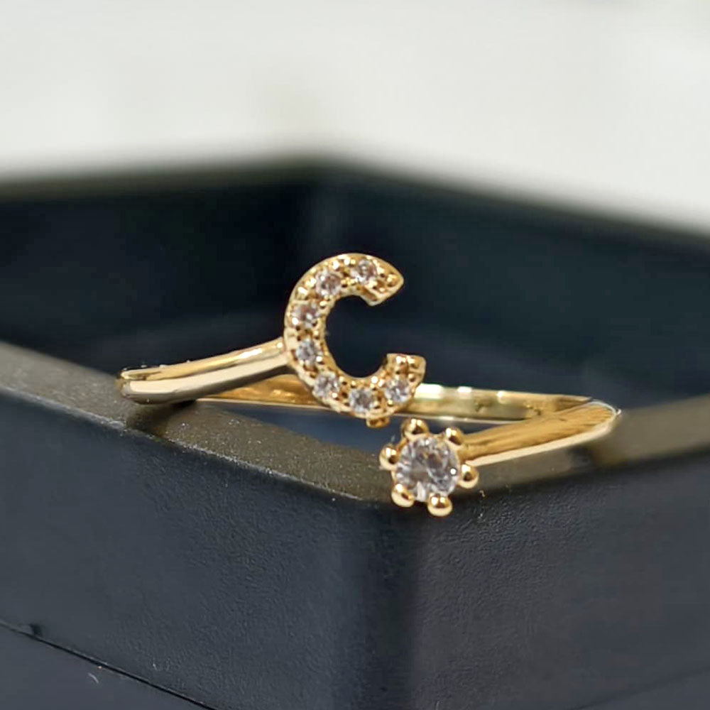 Special Women Zircon Adjustable Ring (C) Letter