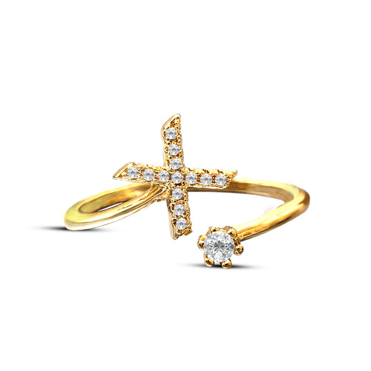 Special Women Zircon Adjustable Ring (X) Letter