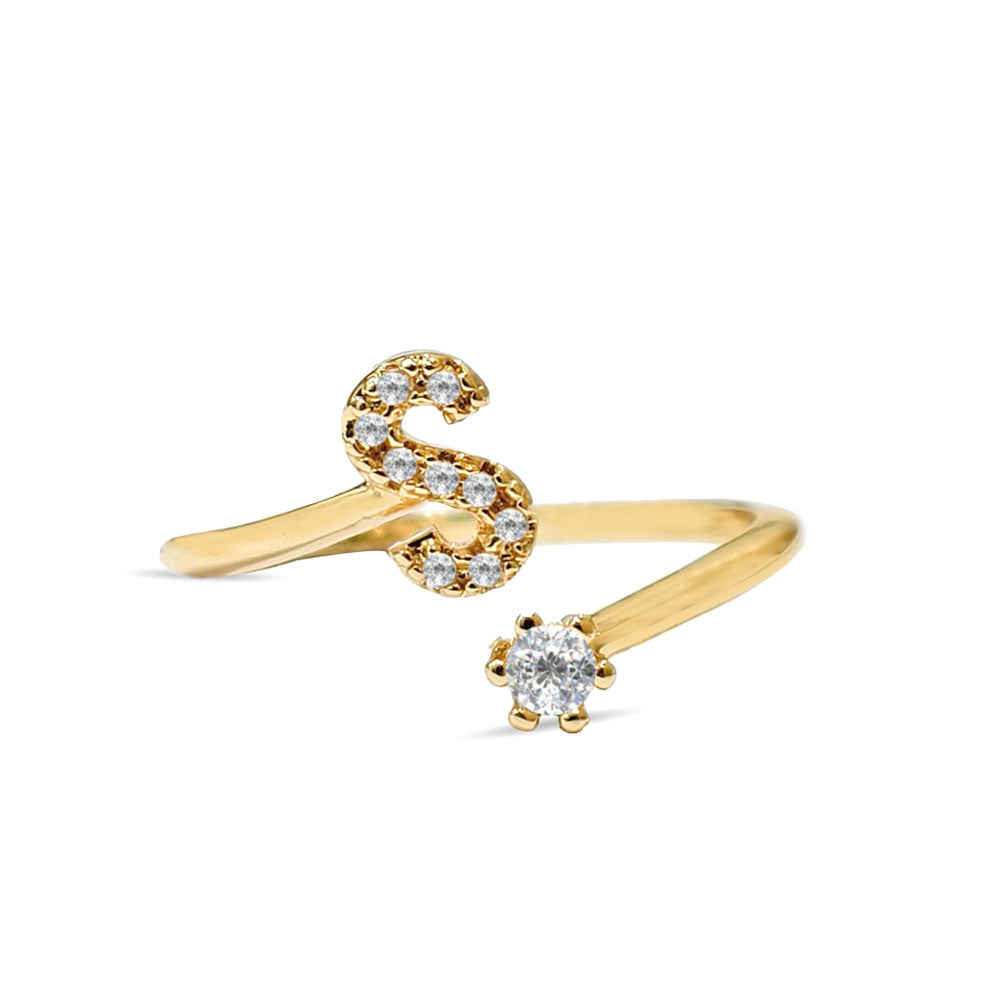 Special Women Zircon Adjustable Ring (S) Letter