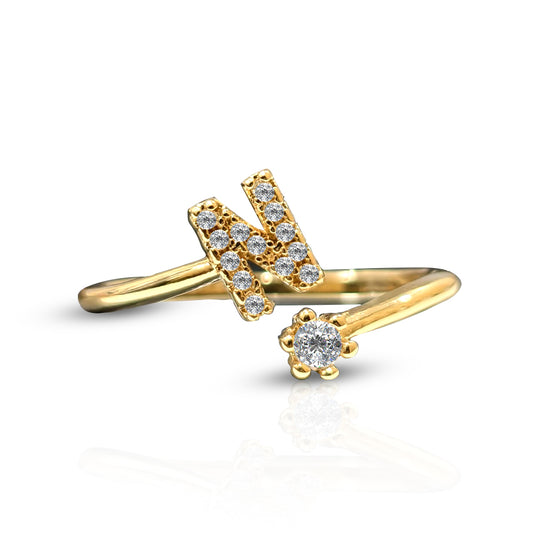 Special Women Zircon Adjustable Ring (N) Letter