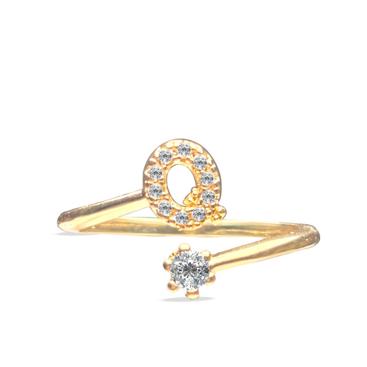 Special Women Zircon Adjustable Ring (Q) Letter