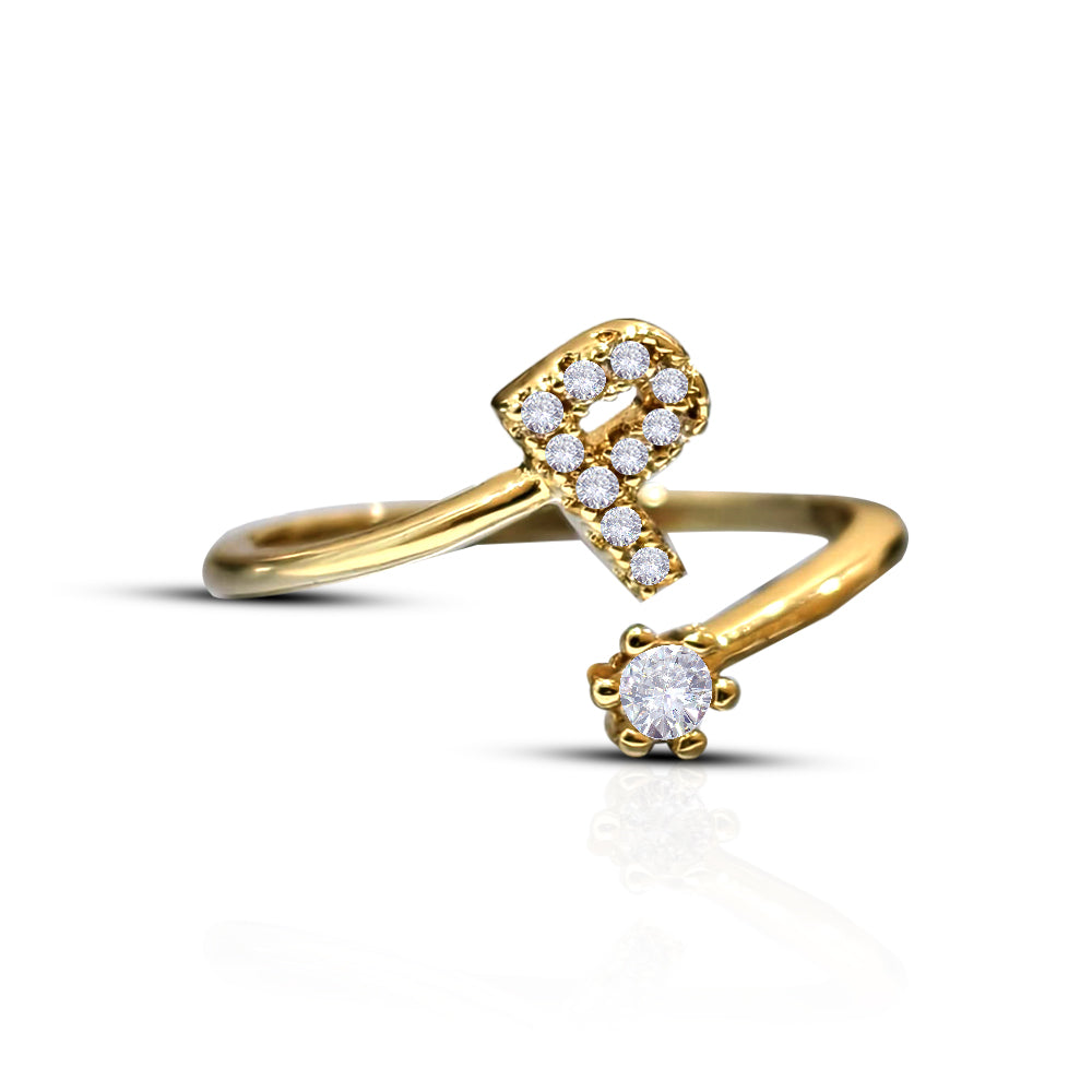 Special Women Zircon Adjustable Ring (P) Letter
