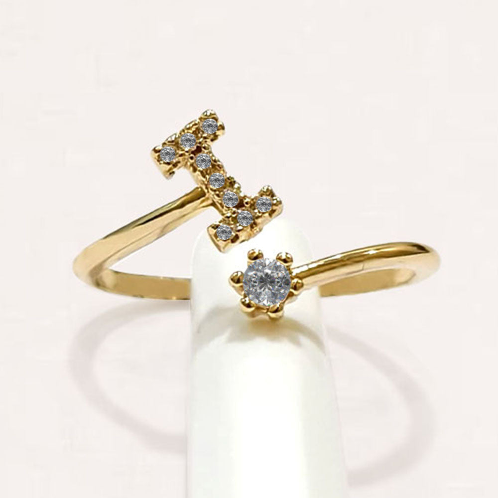 Special Women Zircon Adjustable Ring (I) Letter