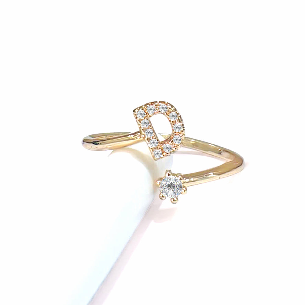 Special Women Zircon Adjustable Ring (D) Letter
