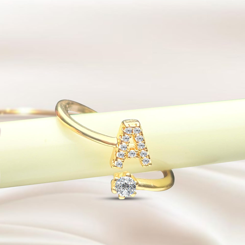 Special Women Zircon Adjustable Ring (A) Letter
