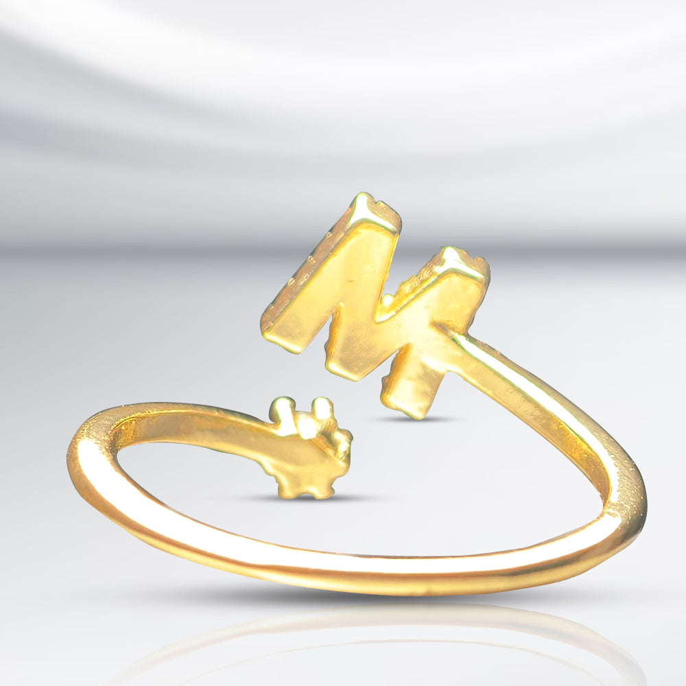 Special Women Zircon Adjustable Ring (M) Letter