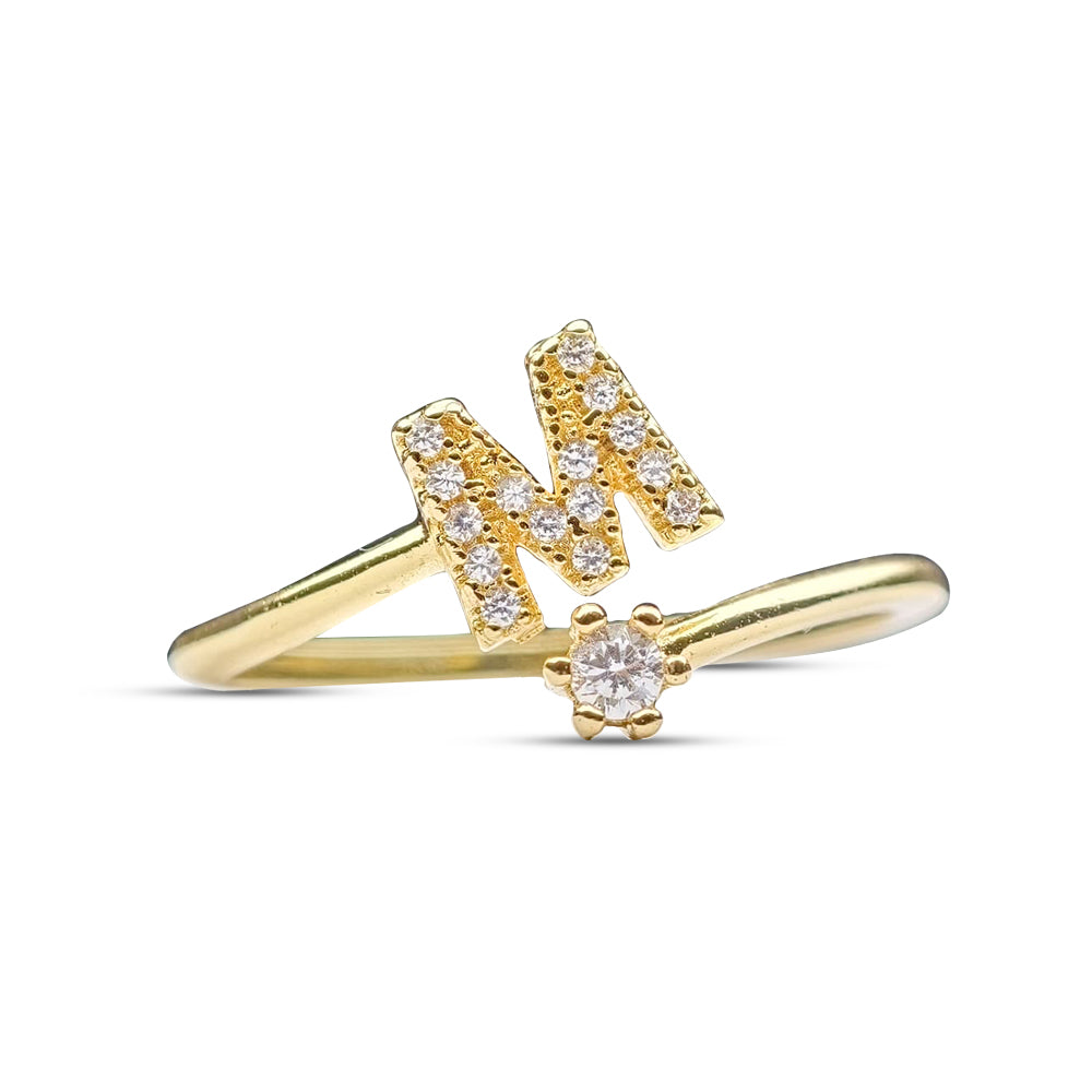 Special Women Zircon Adjustable Ring (M) Letter
