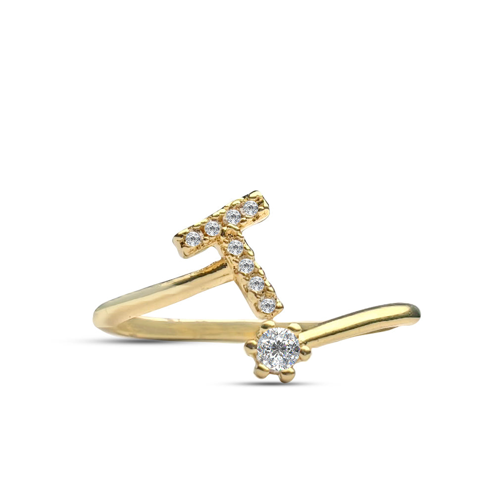 Special Women Zircon Adjustable Ring (T) Letter