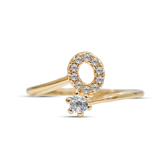 Special Women Zircon Adjustable Ring (O) Letter