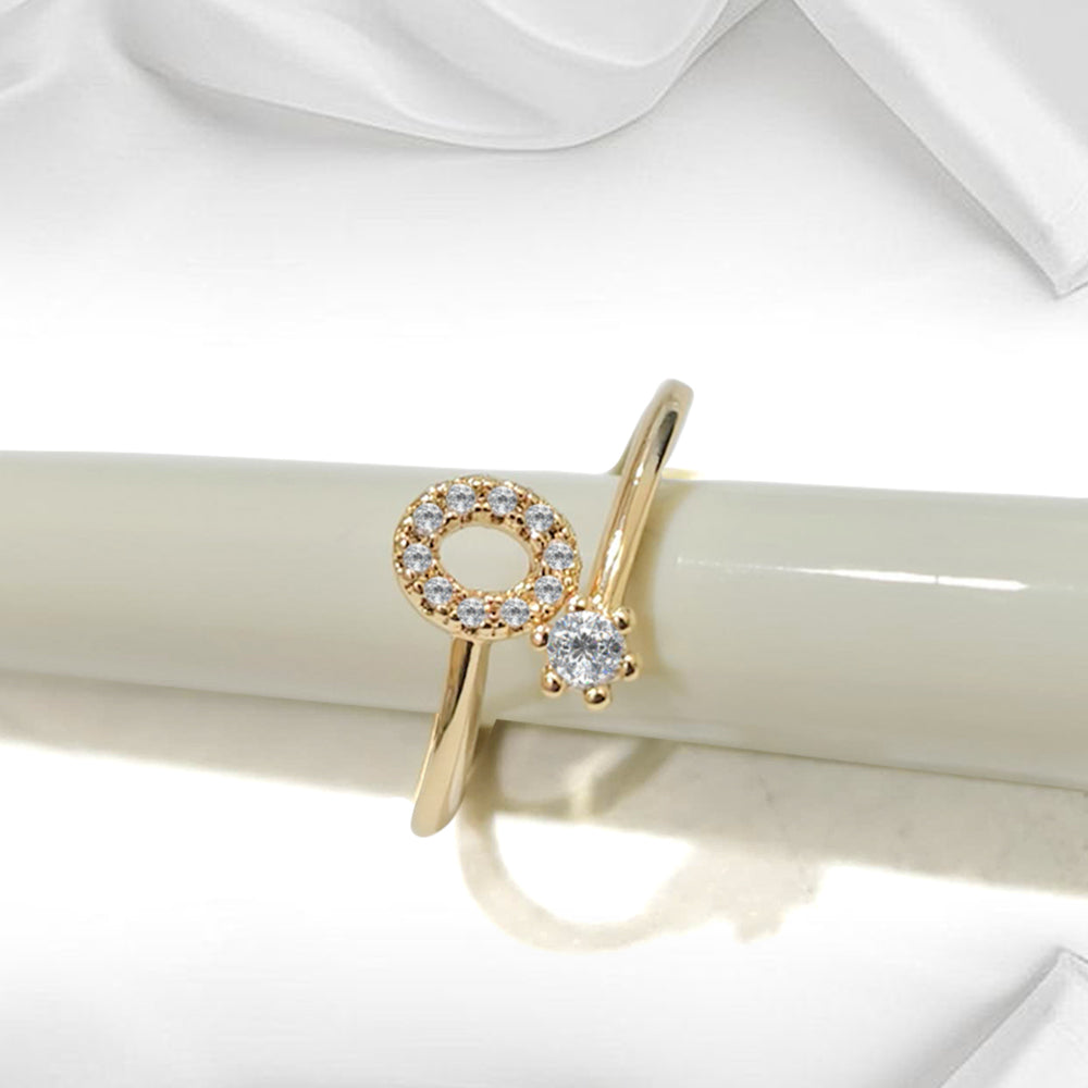 Special Women Zircon Adjustable Ring (O) Letter