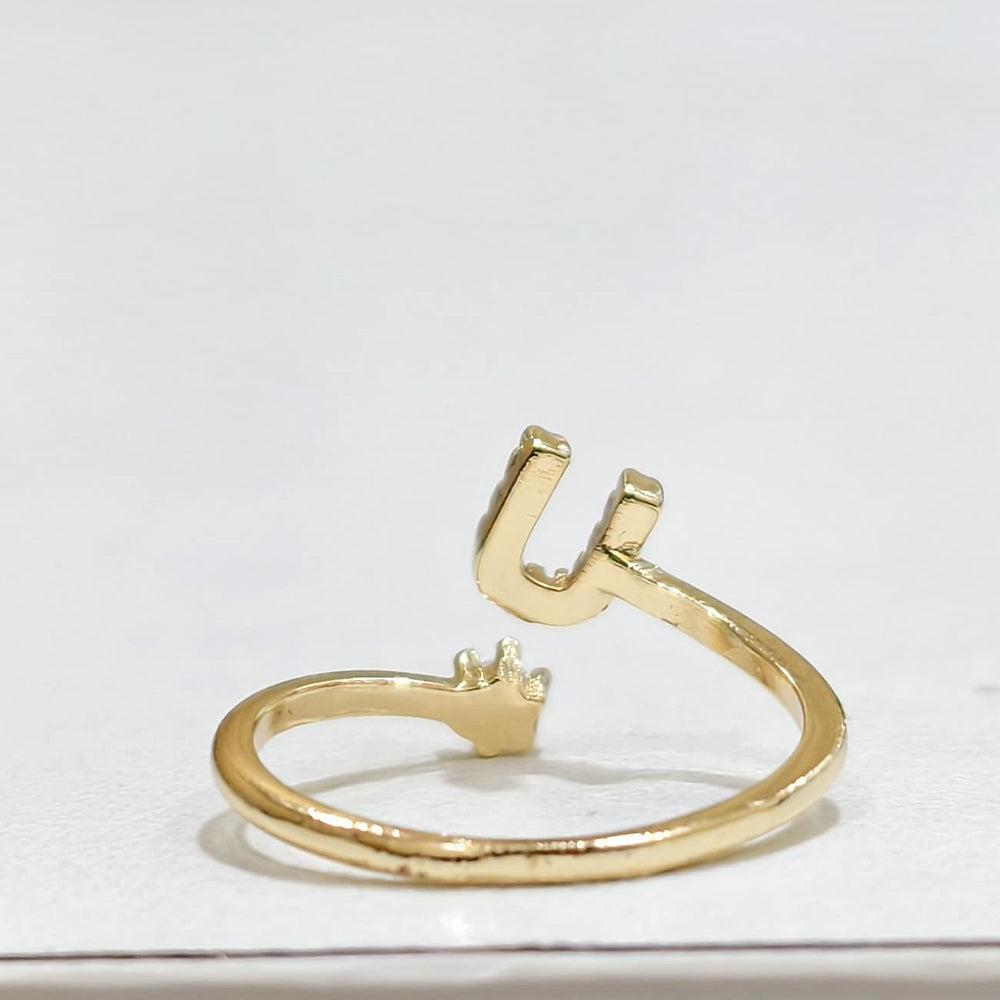 Special Women Zircon Adjustable Ring (U) Letter