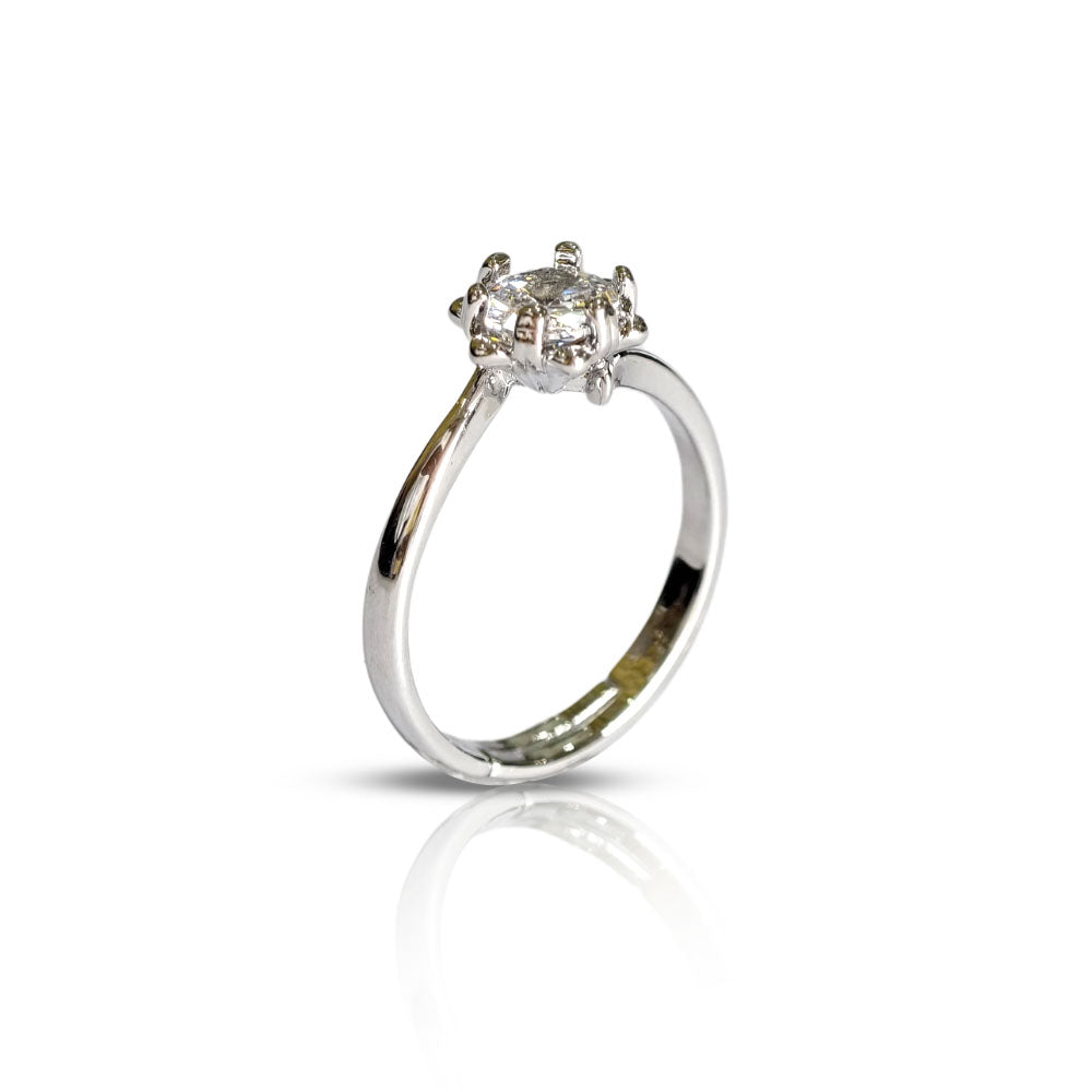 Silver Plated Round Cut Zircon Korean design Ring