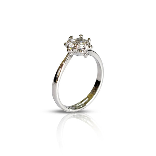 Silver Plated Round Cut Zircon Korean design Ring