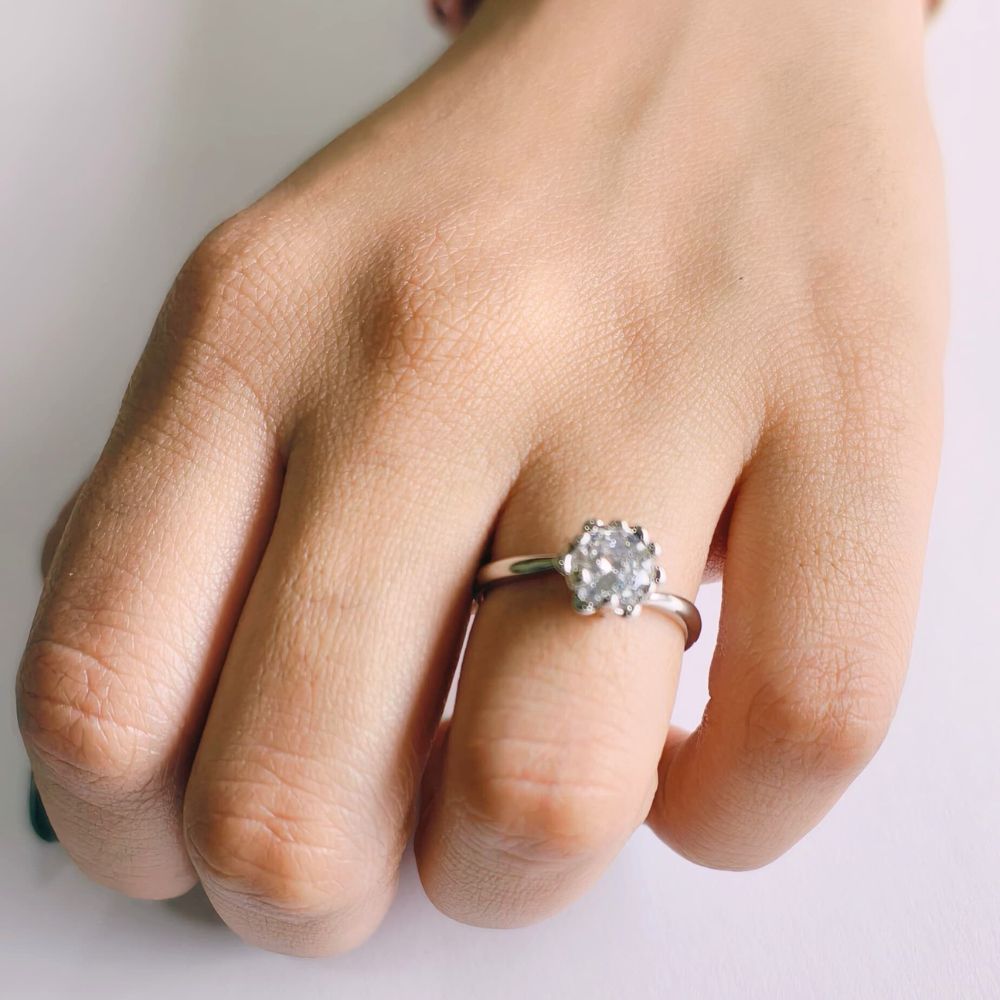 Silver Plated Round Cut Zircon Korean design Ring