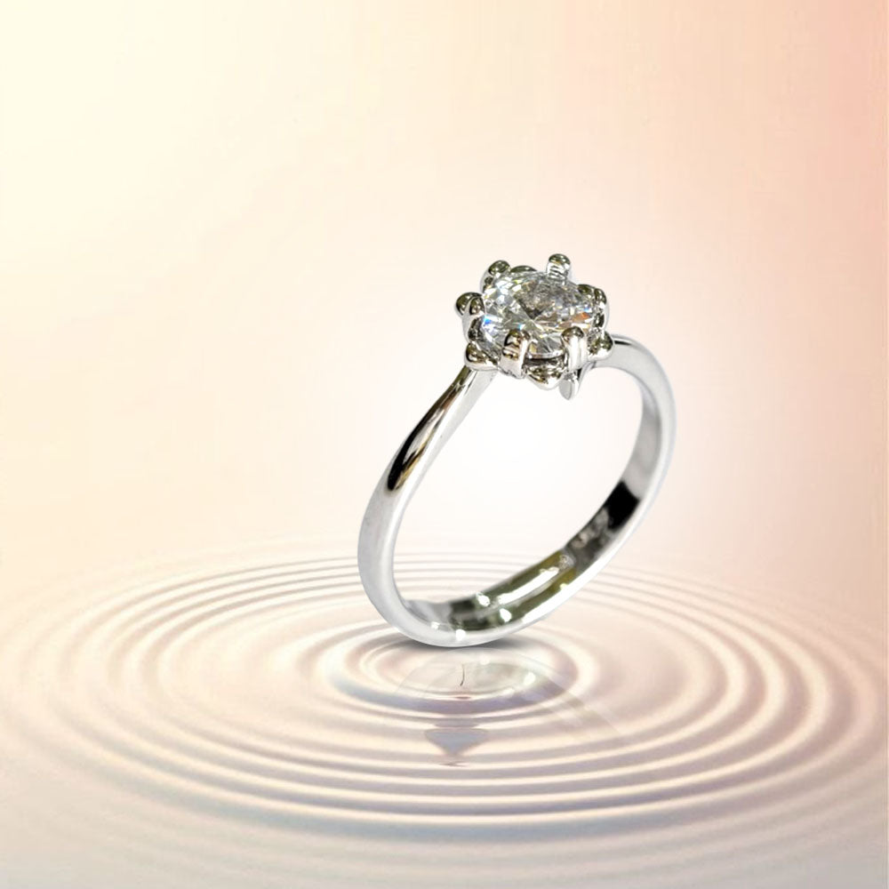 Silver Plated Round Cut Zircon Korean design Ring