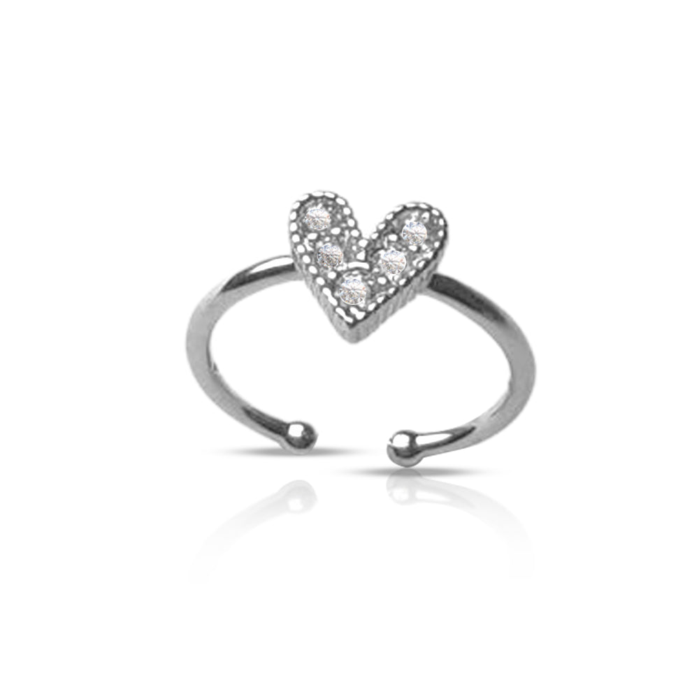 Sparkling Heart Embrace Adjustable Ring