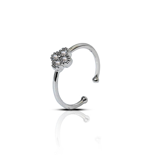 Sparkling Floral Charm Adjustable Ring