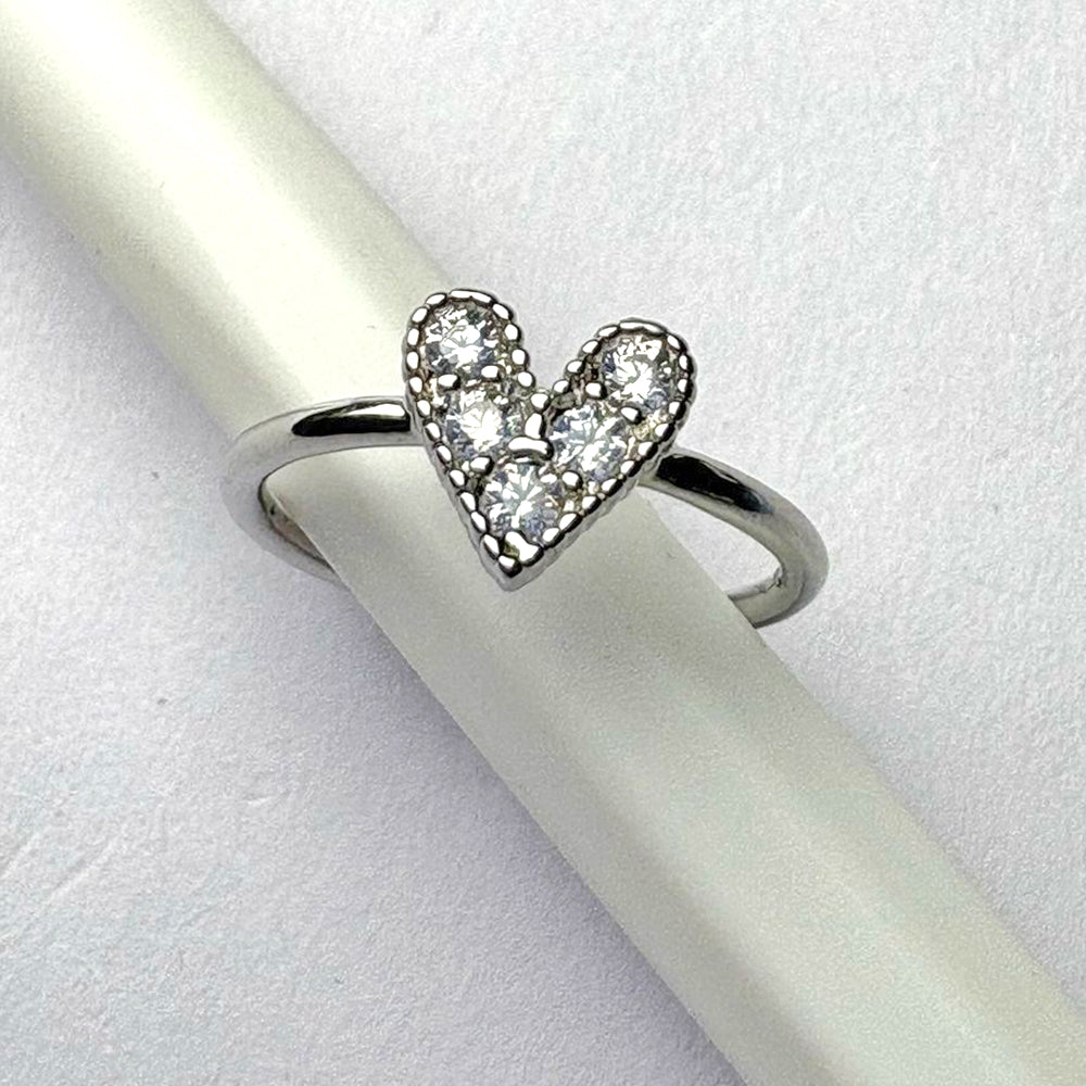 Sparkling Heart Embrace Adjustable Ring