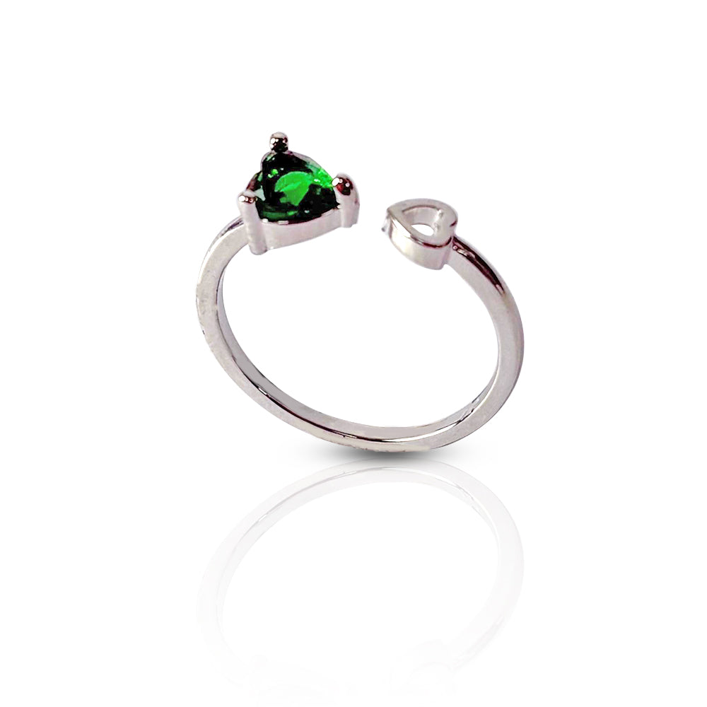 Green Emerald Heart Ring