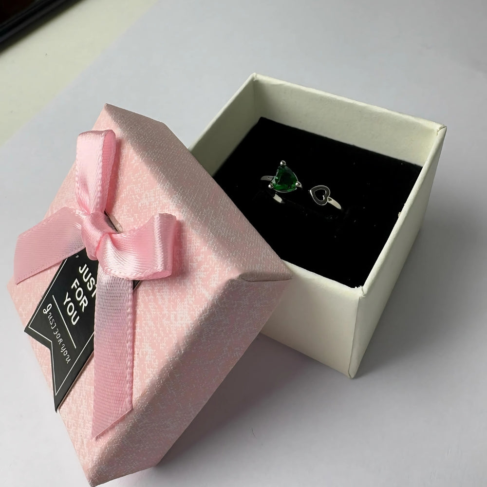 Green Emerald Heart Ring