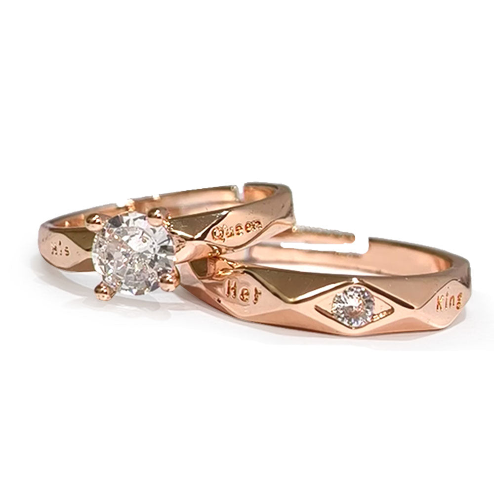 Urbana Rose Gold Plated Solitaire Couple Ring Set