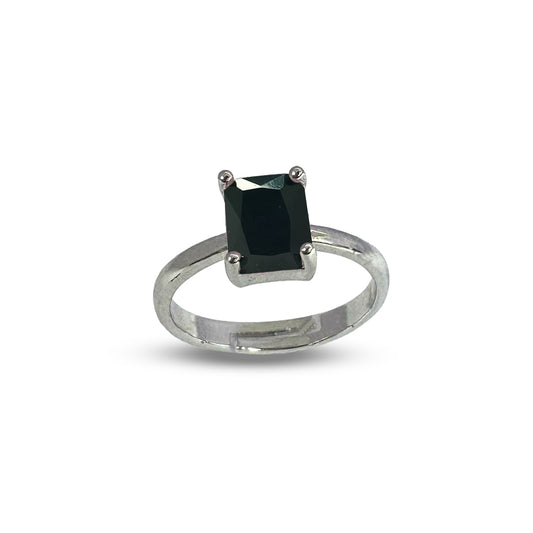 Emerald Cut Black American Diamond Ring for Women