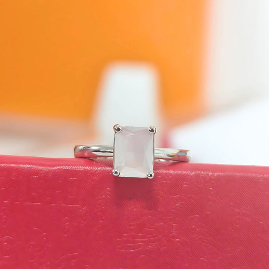 Elegant Princess-Cut Moonstone Solitaire Ring