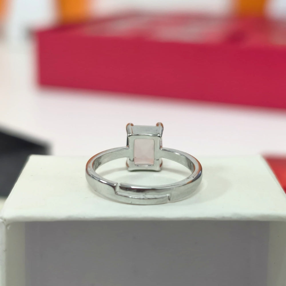 Elegant Princess-Cut Moonstone Solitaire Ring