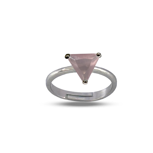 Elegant Trillion-Cut Rose Quartz Solitaire Ring