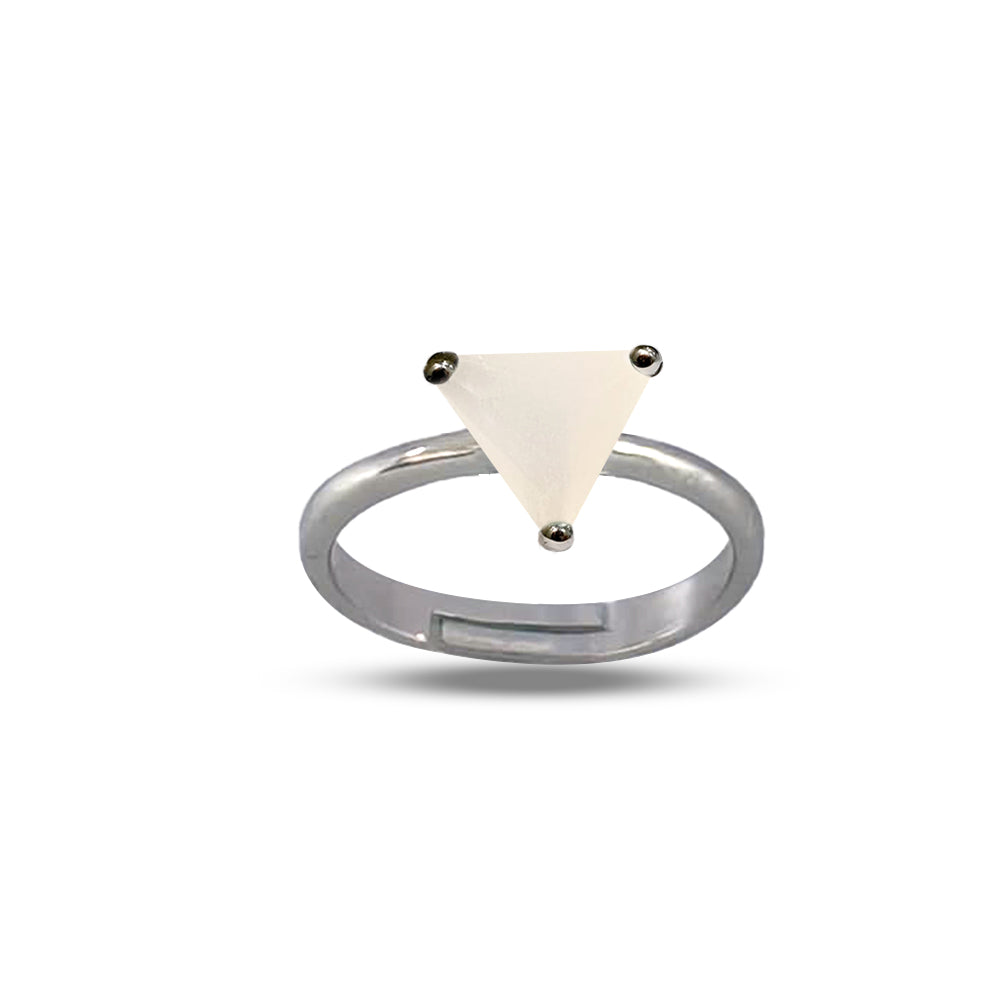 Trillion-Cut White Opal Solitaire Ring