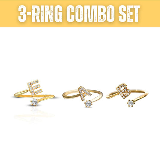 Letter Ring Trio Set