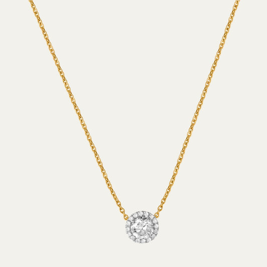 Aukera - Dazzling Halo Diamond Pendant