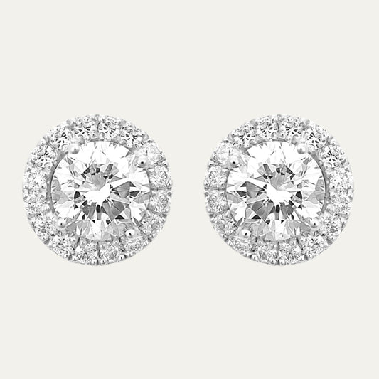 Aukera - Glistening Halo Solitaire Studs