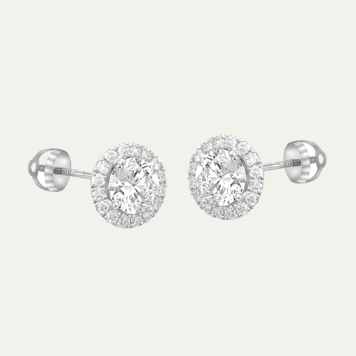 Aukera - Glistening Halo Solitaire Studs