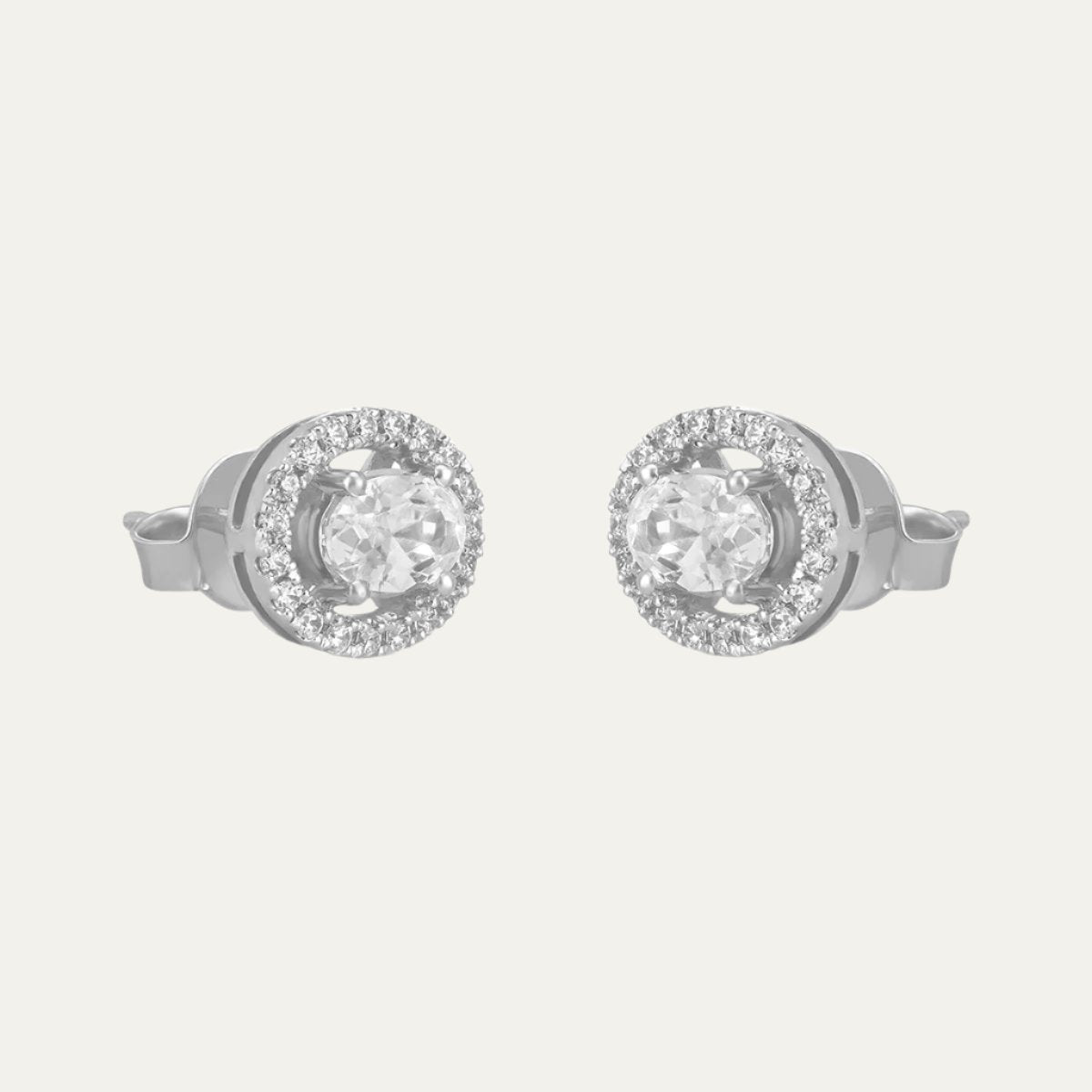 Aukera - Eyes-On Halo Glam White Gold Studs