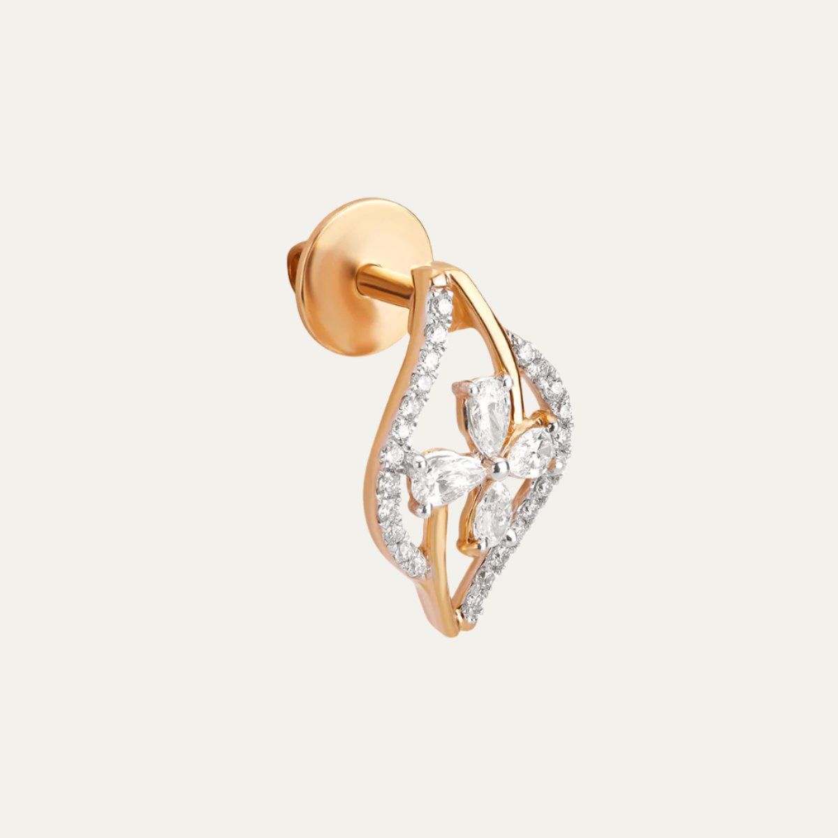 Aukera - Gilded Elegance - Pave Diamond Frame Stud Earrings