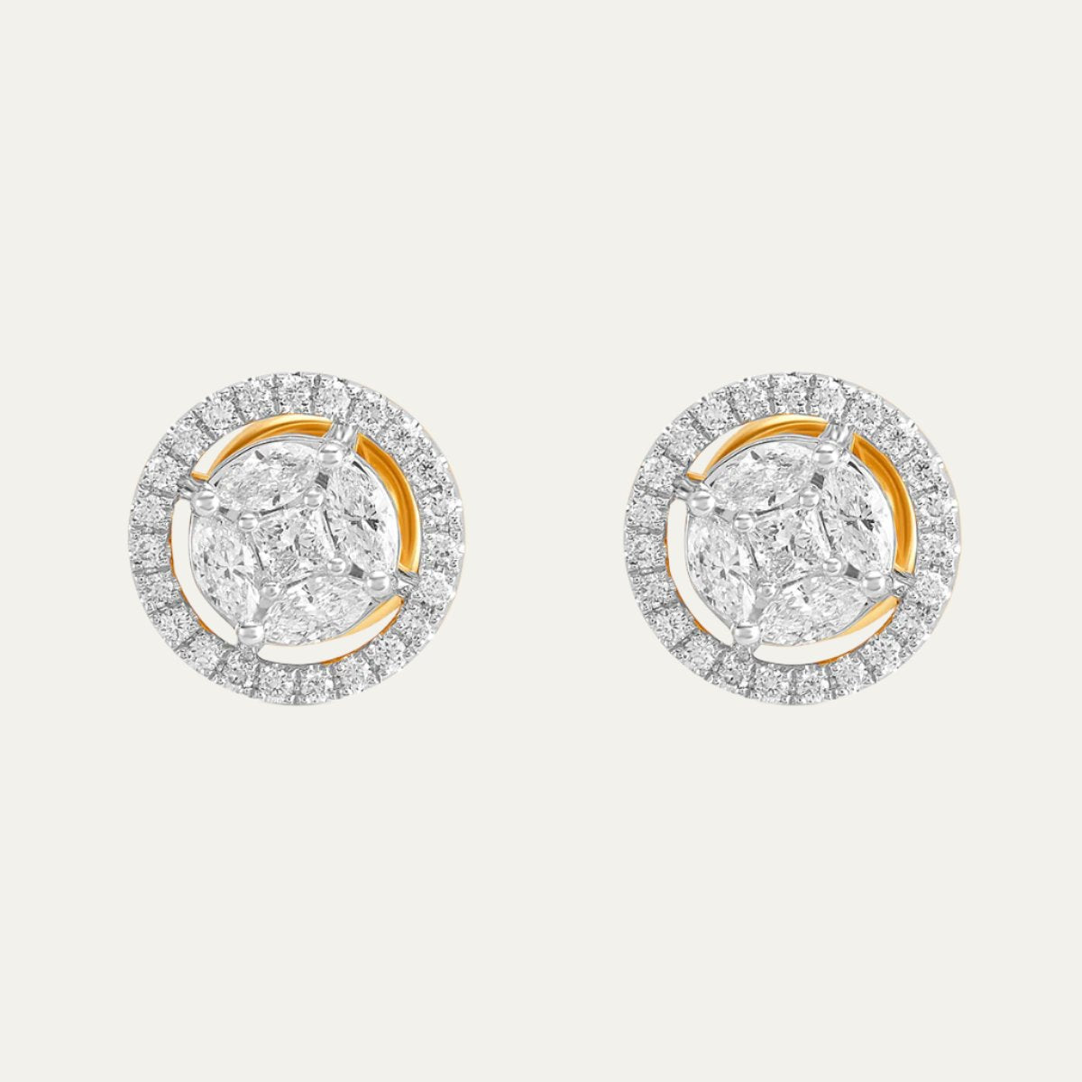 Aukera - Sunlit Fantasy Fancy Diamond Halo Studs