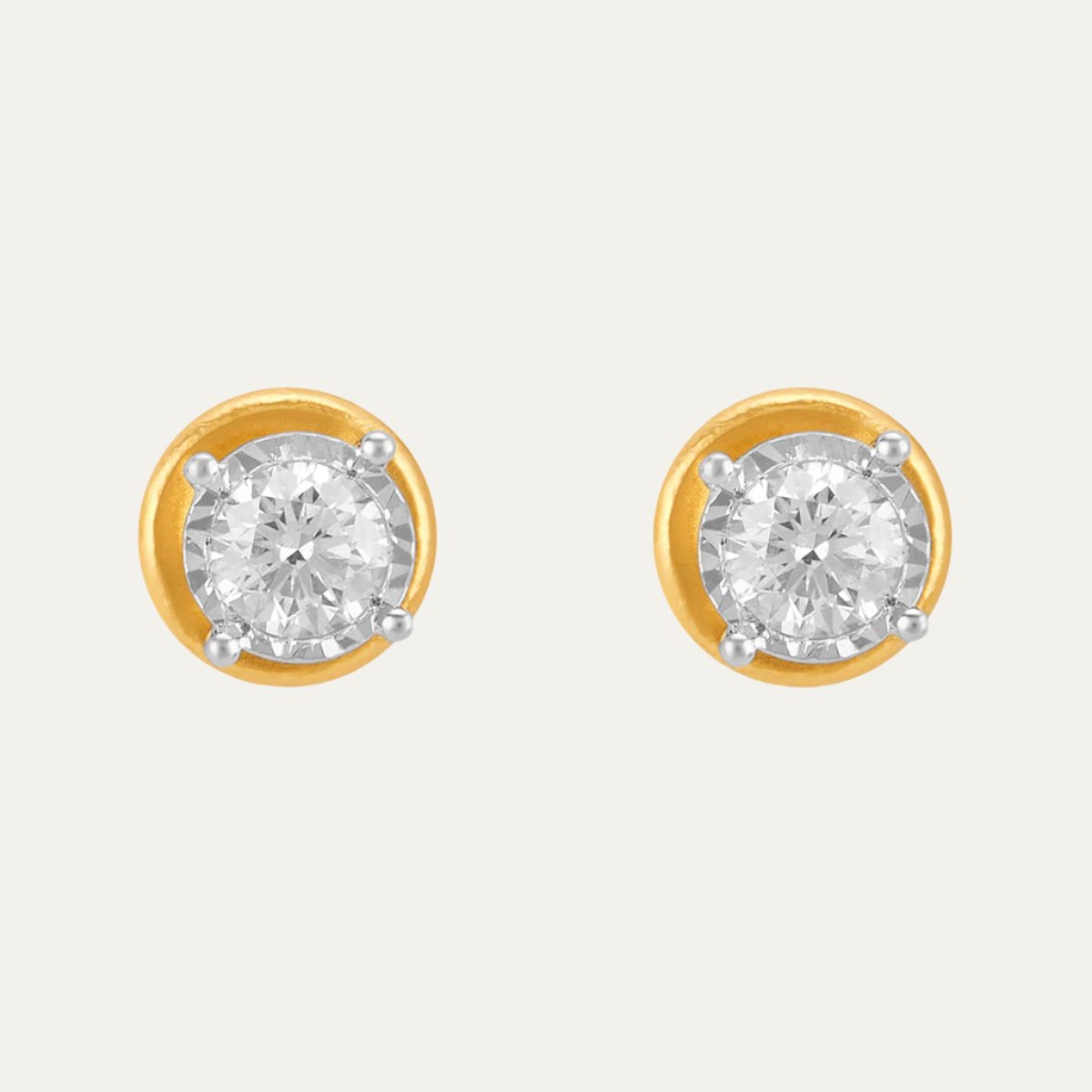 Aukera - Ethereal Radiance Risen Collet White Gold Stud Earrings