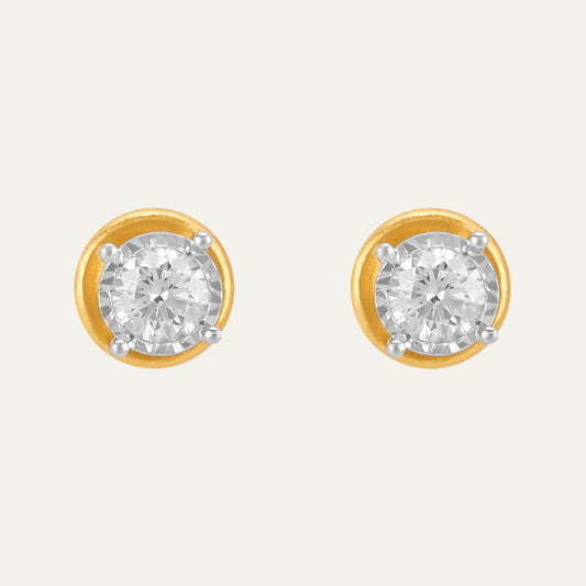 Aukera - Ethereal Radiance Risen Collet White Gold Stud Earrings