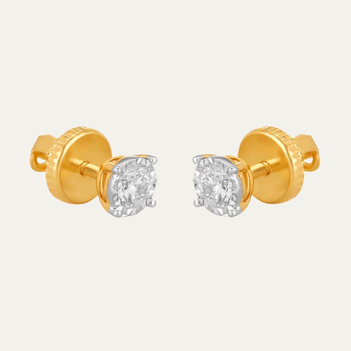 Aukera - Ethereal Radiance Risen Collet White Gold Stud Earrings