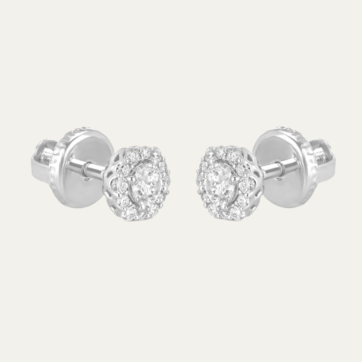 Aukera - Celestial Gemstone Radiance White Gold Halo Studs