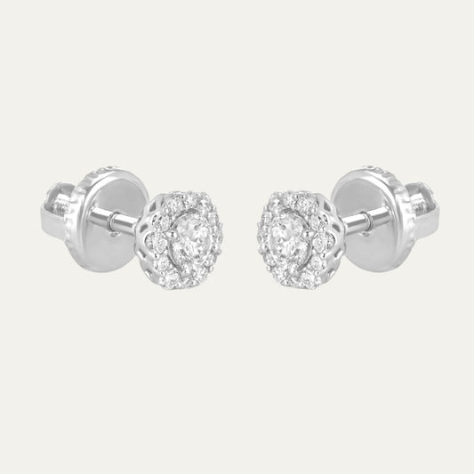 Aukera - Celestial Gemstone Radiance White Gold Halo Studs