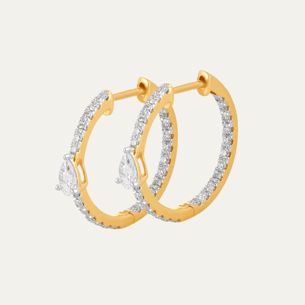 Aukera - Pear Sparkle Embrace White Gold Hoops