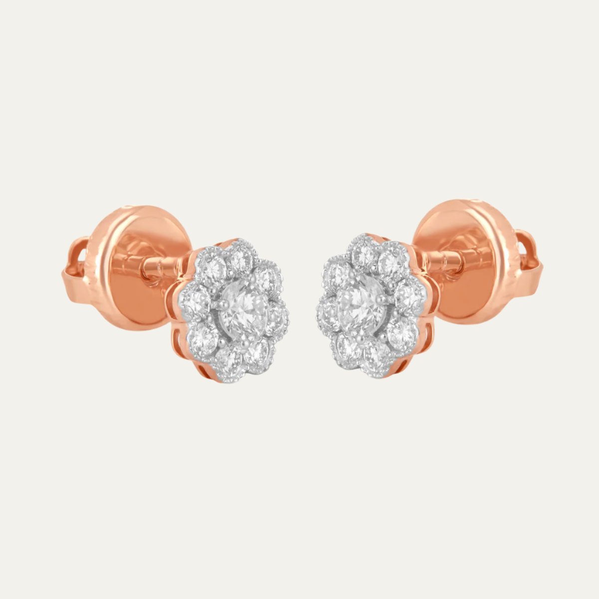 Aukera - Radiant Rosette Diamond Floral Stud Earrings