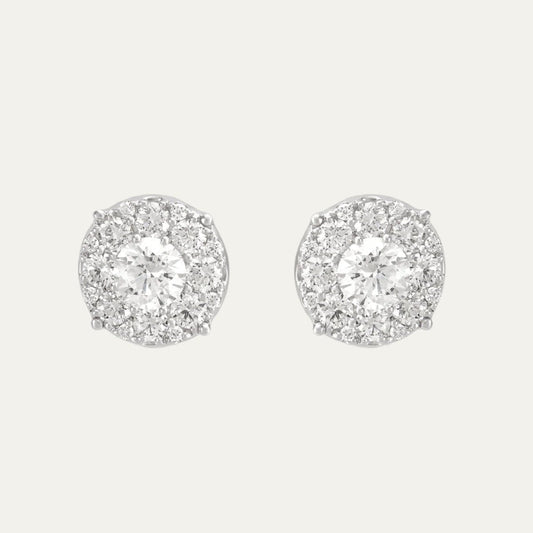Aukera - Dazzling Halo Essence - Solitaire Ear Studs