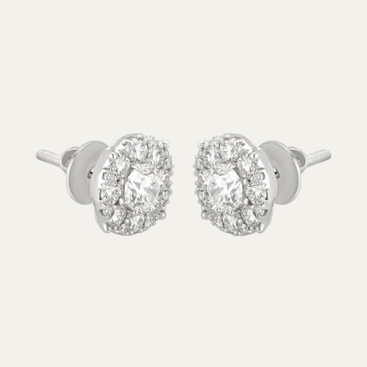 Aukera - Dazzling Halo Essence - Solitaire Ear Studs