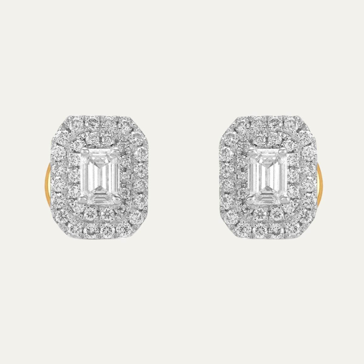 Aukera - Gleaming Verde Emerald Halo Drop Earrings