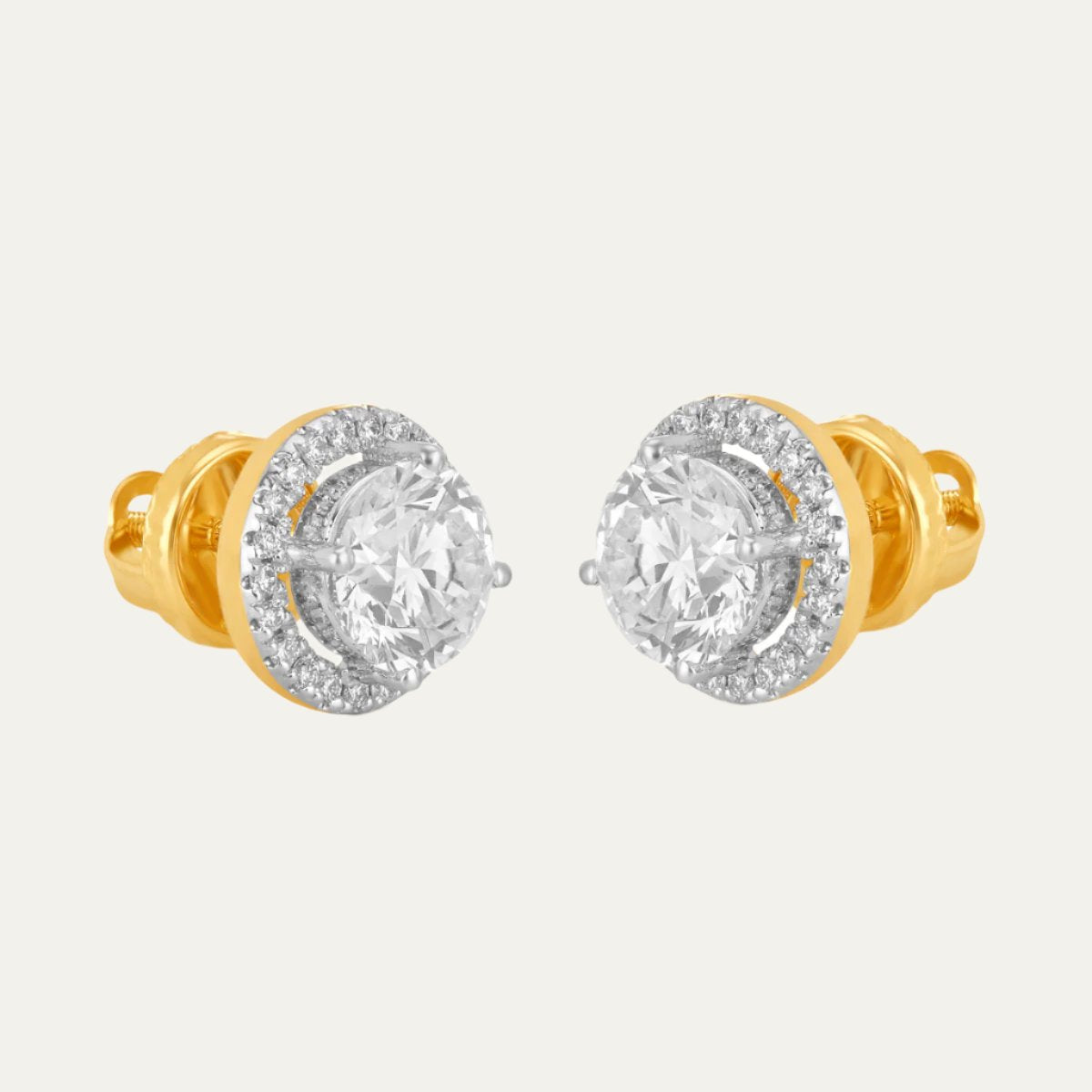 Aukera - Gleaming Circlet Yellow Gold Halo Studs
