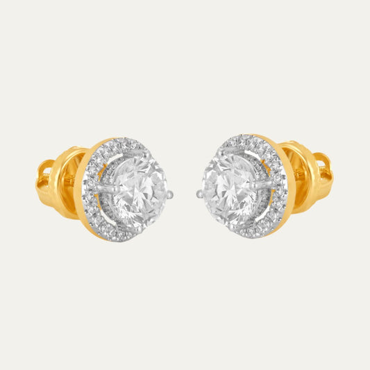 Aukera - Gleaming Circlet Yellow Gold Halo Studs