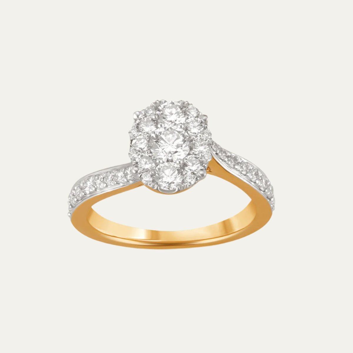 Aukera - Sunlit Asymmetry Halo Gold Ring